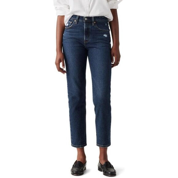 Denim - Women's Organic Cotton Crop Jeans Slim High Rise Straight Leg 27